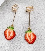 Clips Øreringe - hængeøreringe jordbær